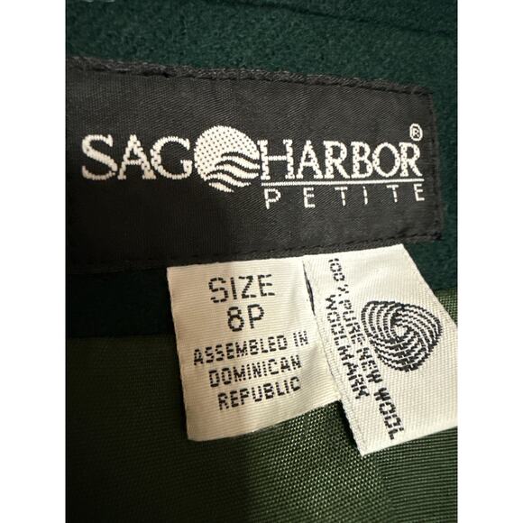 Sag Harbor 100% Wool Green Notch Collar Button Long Sleeve Blazer Coat Jacket 8 - Picture 3 of 4